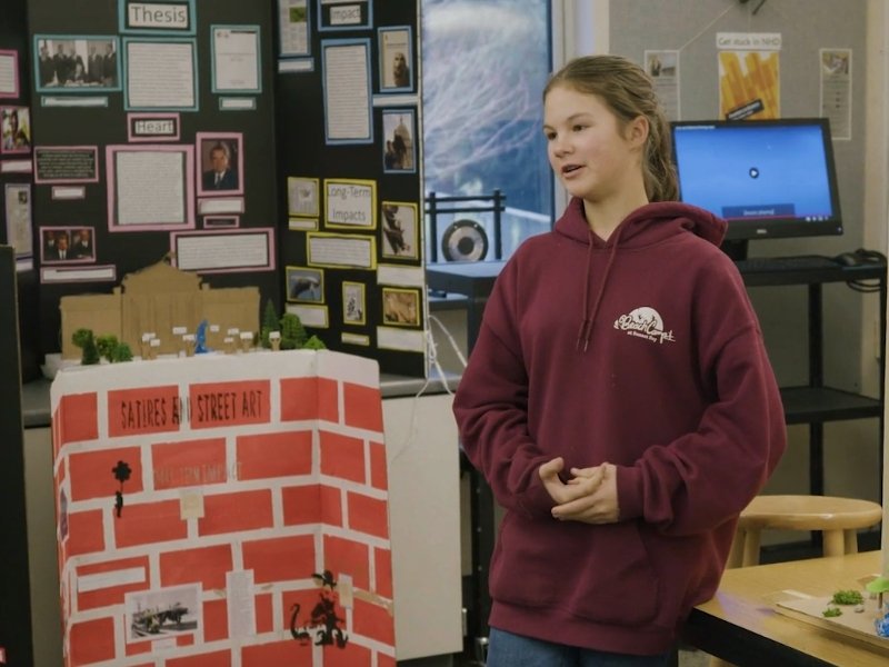 student presenting project